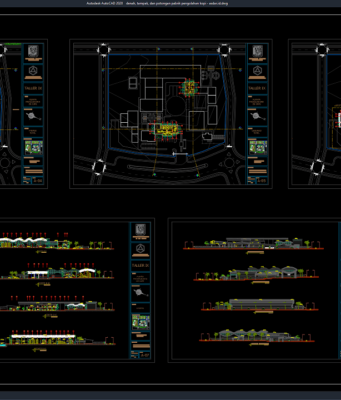 Download Denah, Tampak, dan Potongan Pabrik Pengolahan Kopi DWG AutoCAD denah, tampak, dan potongan pabrik pengolahan kopi