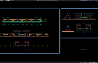 Download Denah, Tampak, dan Potongan Pagar Gerbang DWG AutoCAD denah, tampak, dan potongan pagar gerbang