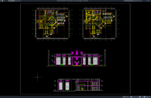 Download Denah, Tampak, dan Potongan Perpustakaan DWG AutoCAD denah, tampak, dan potongan perpustakaan