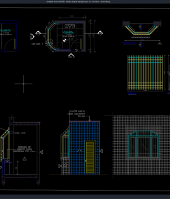 Download Denah, Tampak, dan Potongan Pos Keamanan DWG AutoCAD denah, tampak, dan potongan pos keamanan