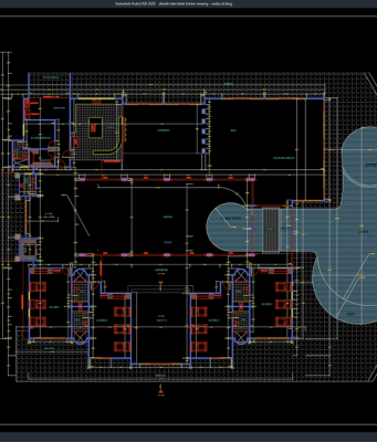 Download Denah Tata Letak Kolam Renang DWG AutoCAD denah tata letak kolam renang