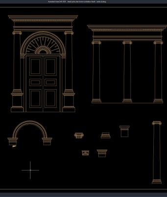Download Detail Pintu dan Kolom Arsitektur Klasik DWG AutoCAD detail pintu dan kolom arsitektur klasik