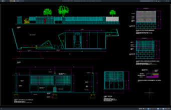 Download Detail Pintu Geser Akses Kendaraan dan Pagar Eksterior DWG AutoCAD detail pintu geser akses kendaraan dan pagar eksterior