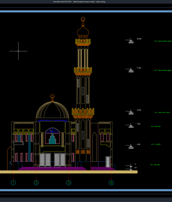 Download Detail Tampak Menara Masjid DWG AutoCAD detail tampak menara masjid