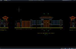Download Entrance Gate Elevation and Detail Drawings DWG AutoCAD entrance gate elevation and detail drawings
