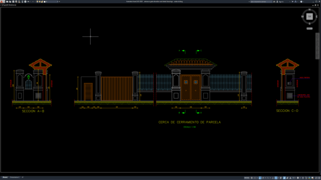 entrance gate elevation and detail drawings entrance gate elevation and detail drawings