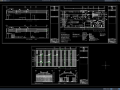 food processing plant plan, elevation and section