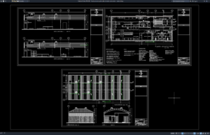 food processing plant plan, elevation and section