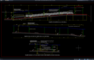 gambar tampak dan detail ramp akses bangunan