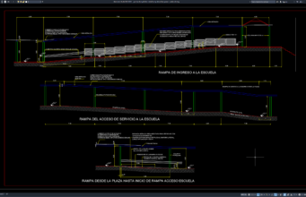 Download Gambar Tampak dan Detail Ramp Akses Bangunan DWG AutoCAD gambar tampak dan detail ramp akses bangunan