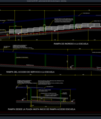 Download Gambar Tampak dan Detail Ramp Akses Bangunan DWG AutoCAD gambar tampak dan detail ramp akses bangunan