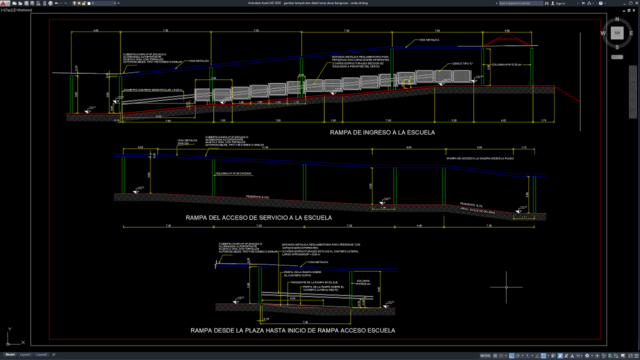gambar tampak dan detail ramp akses bangunan gambar tampak dan detail ramp akses bangunan
