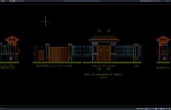 Download Gambar Tampak Gerbang Masuk dan Detail Pagar DWG AutoCAD gambar tampak gerbang masuk dan detail pagar