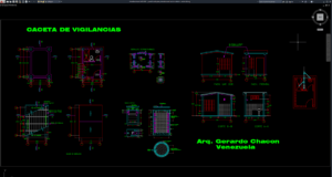 guard booth plan, elevation and section details