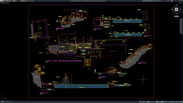 olympic swimming pool plan, section and details olympic swimming pool plan, section and details