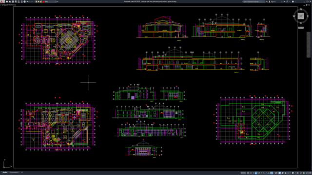 seminar hall plan, elevation and section seminar hall plan, elevation and section